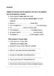 English Worksheet: comparative-superlative-past tense