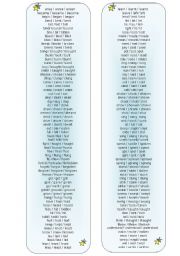 English Worksheet: Irregular Verbs Bookmarks