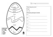 English worksheet: easter egg solve math operation and color