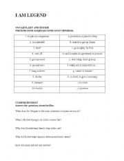 I Am Legend Movie Worksheet