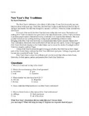 English Worksheet: New Years