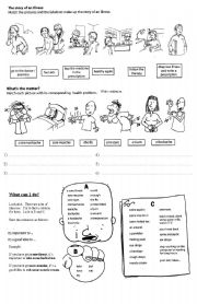 English Worksheet: the story of an illnes