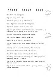English Worksheet: facts about dogs
