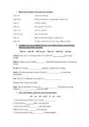 English Worksheet: Phrasal verbs: Take