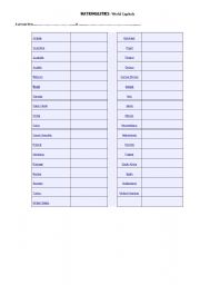 English worksheet: COUNTRIES and NATIONALITIES