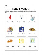 English Worksheet: Long i Words