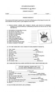 English Worksheet: PRESENT PERFECT