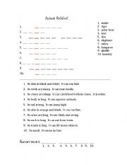 English worksheet: Zoo Animal Riddles 