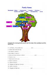 English Worksheet: Family Tree