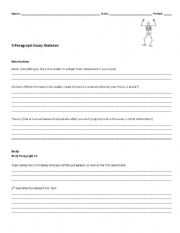 English Worksheet: 5 Paragraph Essay Skeleton