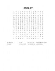 English Worksheet: ENERGY word search