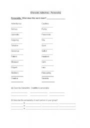 English worksheet: Personality Adjectives