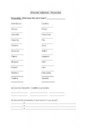 English Worksheet: Personality Adjectives