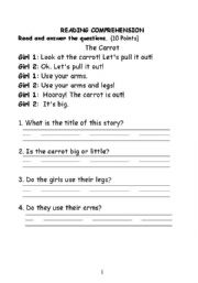 English worksheet: Reading Comprehension