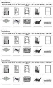 English Worksheet: Furniture and parts of a building