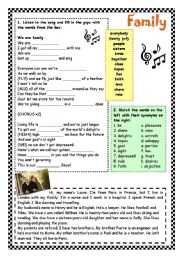 English Worksheet: FAMILY - 2 pages + ANSWER KEY