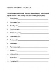 English Worksheet: Vocabulary  Knowledge