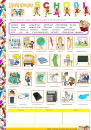 English Worksheet: Learning More About School