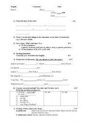 English Worksheet: Classexam 1 Grade 5