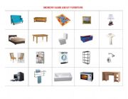 English Worksheet: Furniture memory game