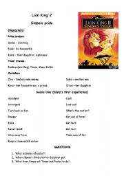 English Worksheet: lion king 2