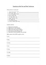 English worksheet: English Exercise to practise SIMPLE PAST and PAST CONTINUOUS