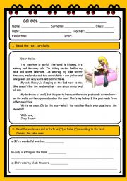 English Worksheet: READING AND COMPREHENSION (4 PAGES)