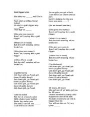 English Worksheet: Glee Gold Digger Song