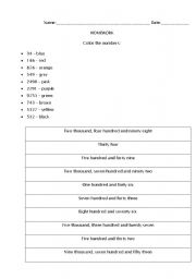 English worksheet: Numbers