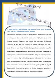 English Worksheet: The numbers of the European Community