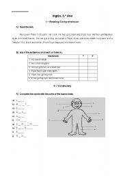 English worksheet: english 5th year