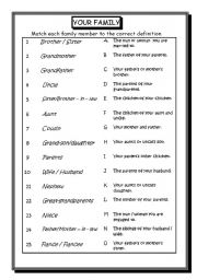 English Worksheet: YOUR FAMILY