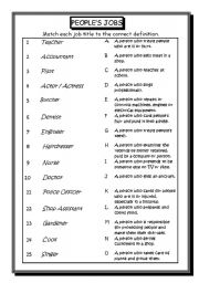 English Worksheet: PEOPLES JOBS