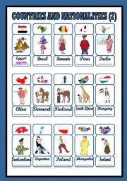 English Worksheet: countries and nationalities (2/3)
