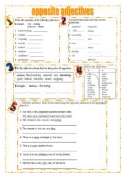 English Worksheet: opposite adjectives,negative prefixes ( 7 different tasks)