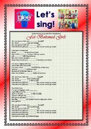English Worksheet: > Glee Series: Season 2! > Songs For Class! S02E12 *.* Three Songs *.* Fully Editable With Key! *.* Part 1/2