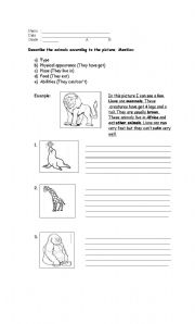 English Worksheet: DESCRIBING ANIMALS