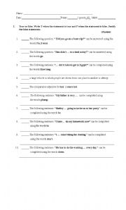 English worksheet: test simple past and comparisons