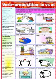 vebs + prepositions to vs at
