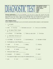 English Worksheet: DIAGNOSTIC TEST