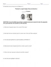English worksheet: Langston Hughes 