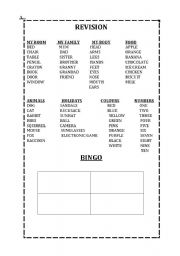 English worksheet: BINGO REVISION