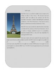 English Worksheet: Wonder of the World 10 ( Eiffel Tower)