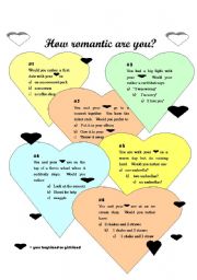 English Worksheet: How Romantic are you?