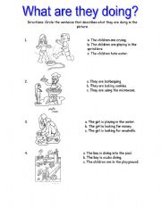 English worksheet: What are they doing?