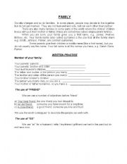 English Worksheet: family