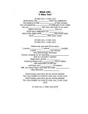 English Worksheet: I miss you  Blink 182