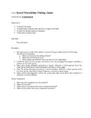 English Worksheet: Speed-Friendship-Dating Game