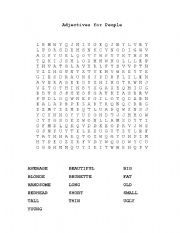 English worksheet: Wordsearch: Adjectives for People