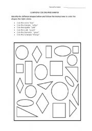 English Worksheet: Colors and Shapes